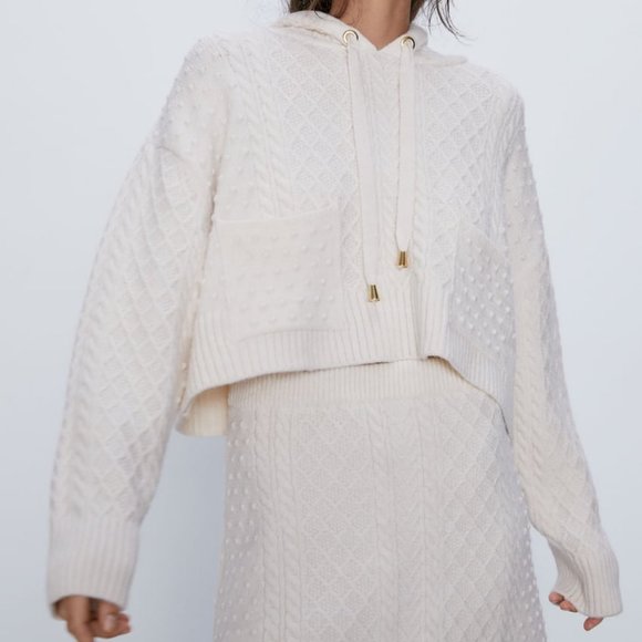 zara knit hoodie